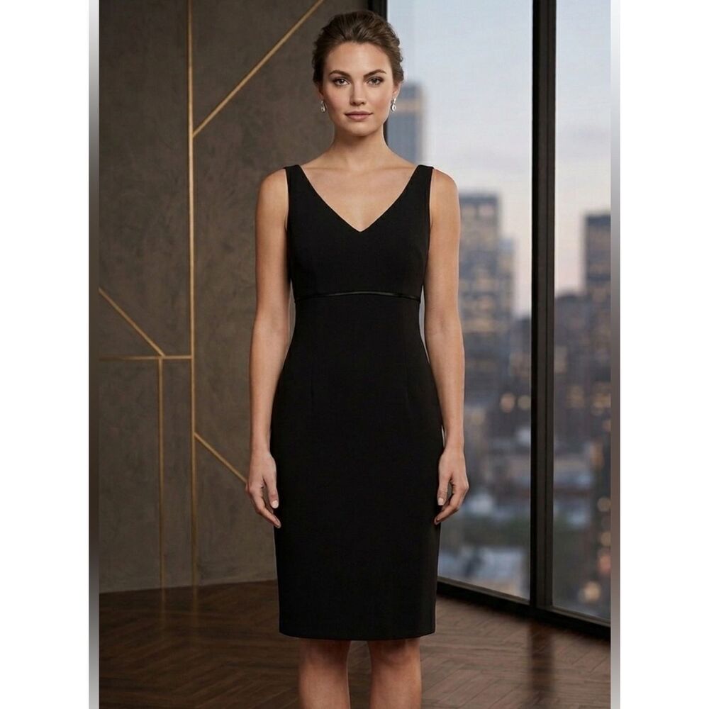Take 50% OFF-Ann Taylor Shift Dress Black V-neck Spaghetti Straps,Size-4